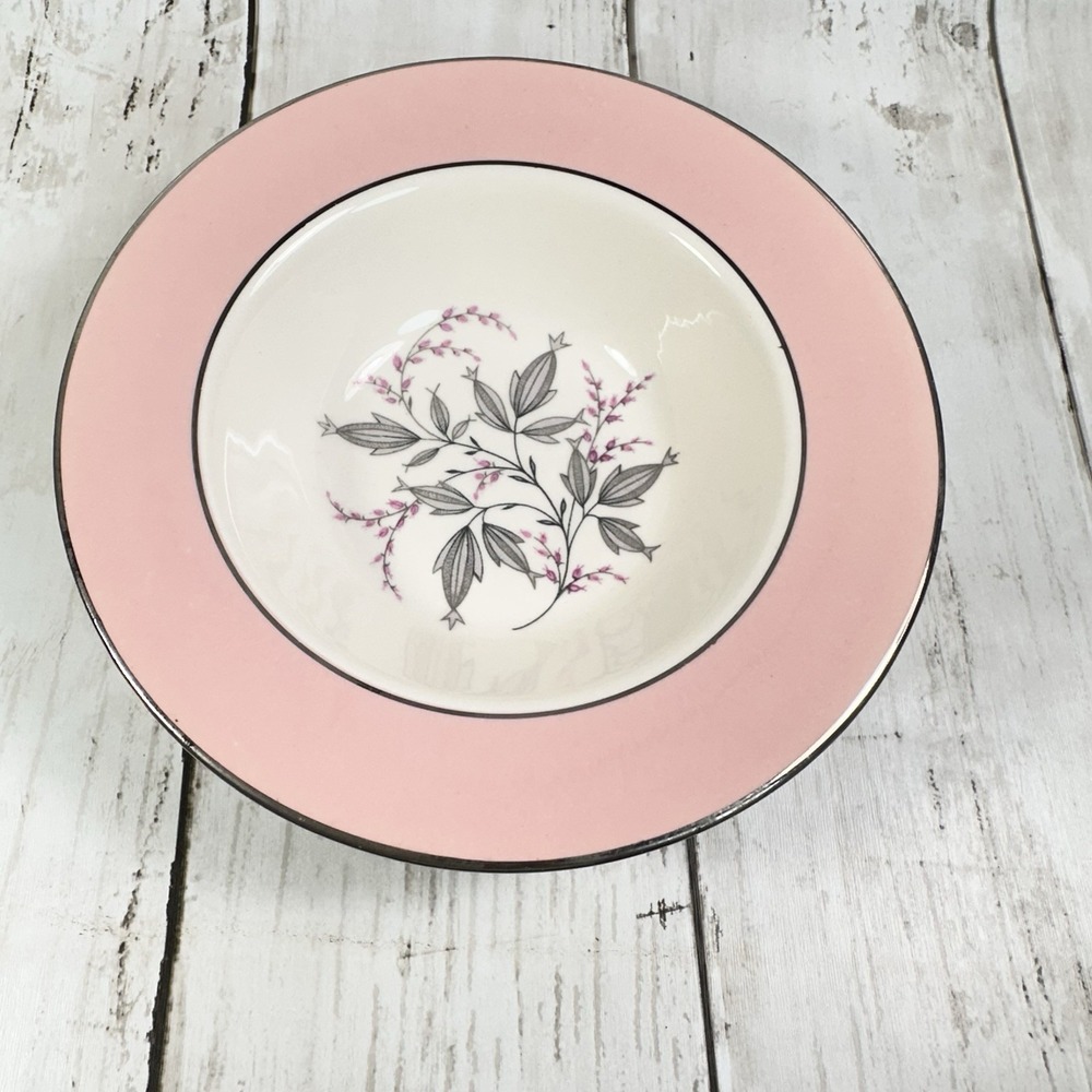 Homer Laughlin DESSERT Bowl 5 7/8" Barclay Pink Silver Cavalier Eggshell‎ Berry